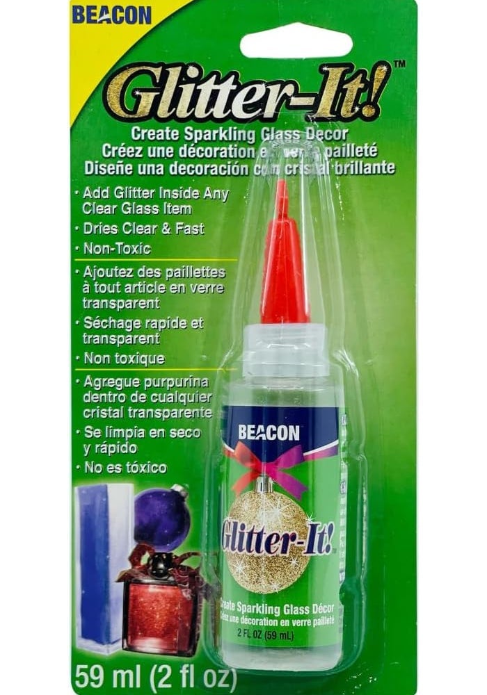 BEACON Glitter-It! Quick-Drying Crystal Clear Non-Toxic Glue for Sparkling Glass Decor & Ornament Crafting, 2-Ounce - Image 2